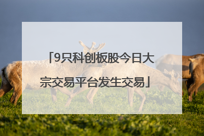 9只科创板股今日大宗交易平台发生交易